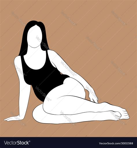 Hand Drawn Fat Woman In Swimsuit Royalty Free Vector Image