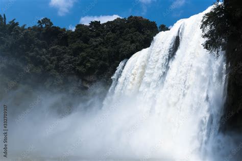 Traveler Sightseeing Landmark Of Huangguoshu Waterfall The Largest