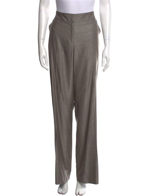 Escada Virgin Wool Wide Leg Pants Neutrals 10 Rise Pants Clothing