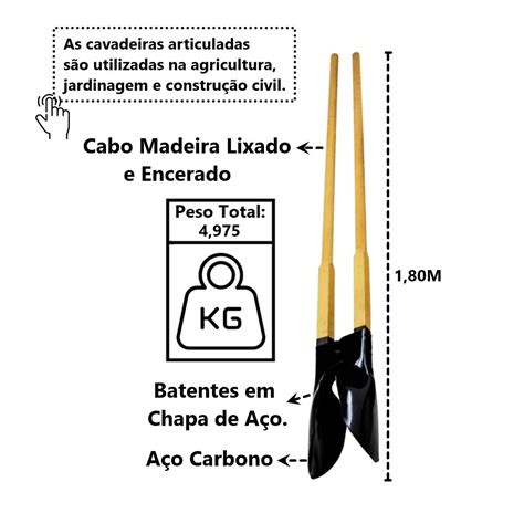 Cavadeira Light Tucano Articulada Cabo Encerado 180cm Panela De