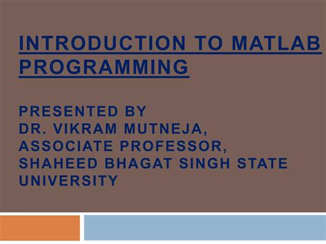 Introduction To Matlab Ppt