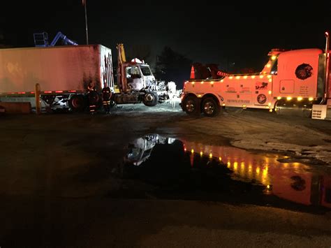 Hazmat Crews Cleaning Diesel Spill After Tractor Trailer Fire