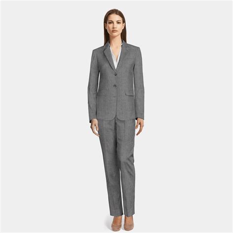 Grey 3 Button Rustic Linen Pant Suit Relaxed Fit Sumissura