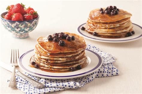 Strawberry Buttermilk Pancakes With Blueberry Maple Syrup Recipe Reily Products