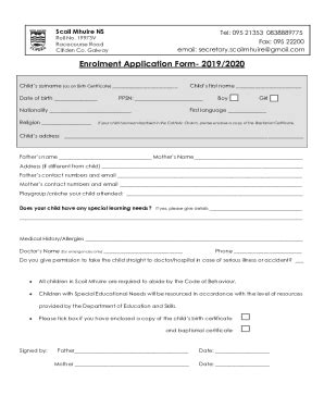 Fillable Online Enrolment Application Form Fax Email Print