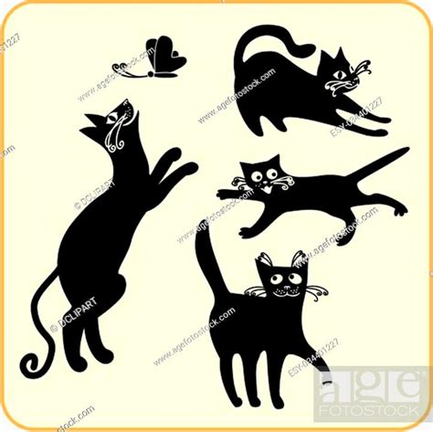 Black Cats Vector Set Vinyl Ready EPS Stock Vector Vector And Low