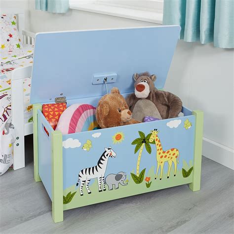 Kids Wooden Safari Toy Box And Toy Storage Kidaroos