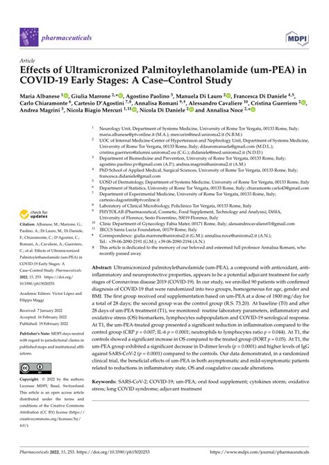 Pdf Effects Of Ultramicronized Palmitoylethanolamide Um Pea In