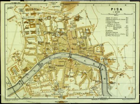 PISA ALTER STADTPLAN mappa della città vecchia datiert 1931 EUR 15