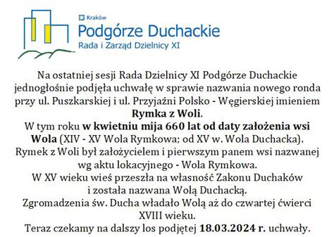 Wniosek do Rady Dzielnicy XI w spr Ronda Rymka z Woli skrót