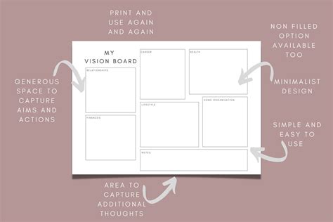 Simple And Easy To Use Vision Board Template 4 Printables Etsy Canada