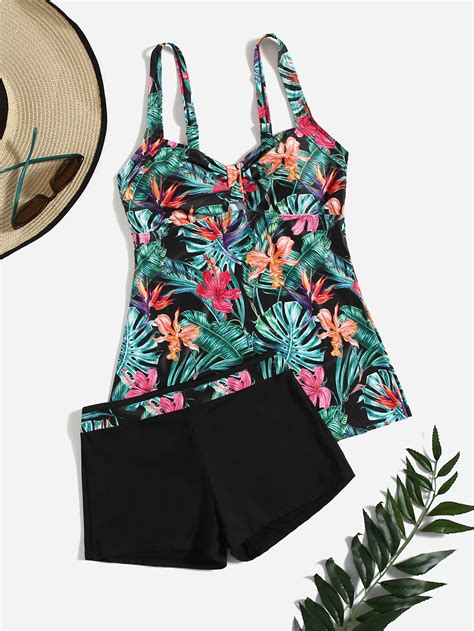 Floral Print Push Up Shorts Bikini Swimsuit Shein Eur