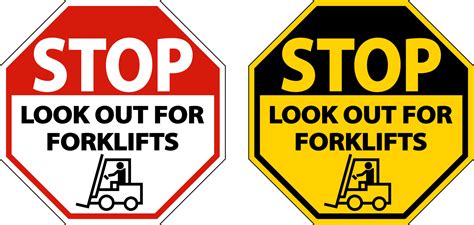 Stop Look Out For Forklifts Sign On White Background 6799849 Vector Art