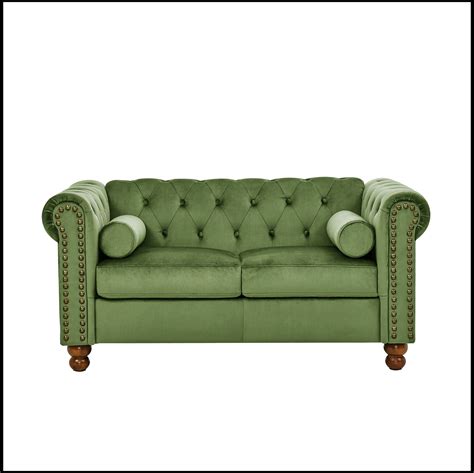 Charlton Home® Large Love Seat Velvet Sofa Two Seat Sofa Classic Tufted Chesterfield Settee