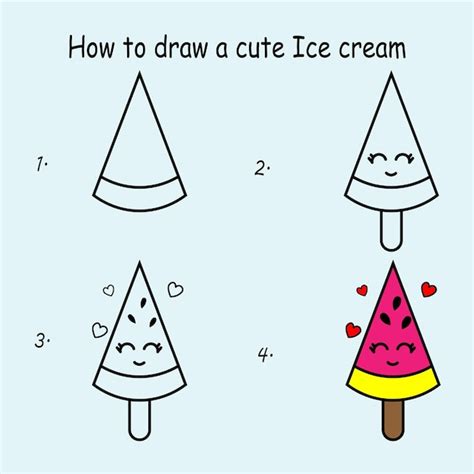 Premium Vector Step By Step To Draw A Ice Cream Drawing Tutorial A