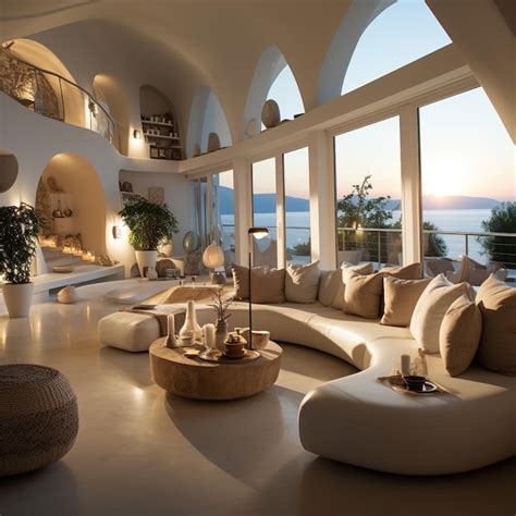 Premium Photo Modern Luxury Villa Living Room With Stunning Ocean View