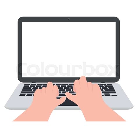 Laptop Notebook With Hand Typing Working Concept Stock Vector Colourbox