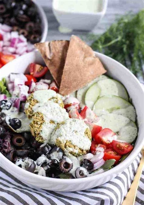 Baked Falafel Salads With Tzatziki Dressing Pumpkinandpeanutbutter