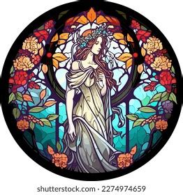 Vector Greek Goddess Persephone Floral Motif Stock Vector (Royalty Free ...