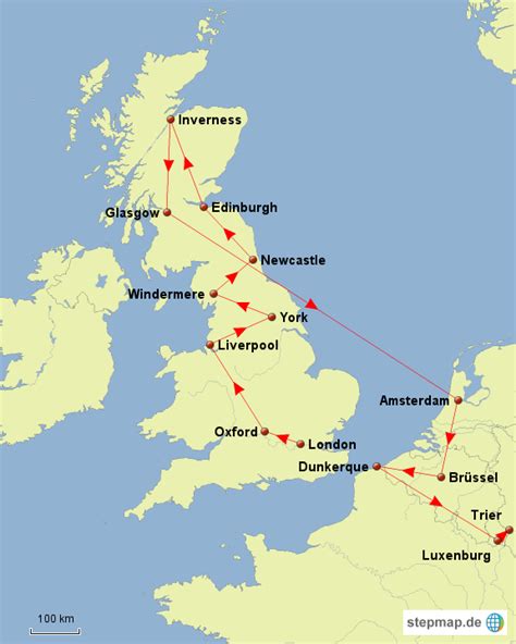 StepMap England Landkarte für Europa