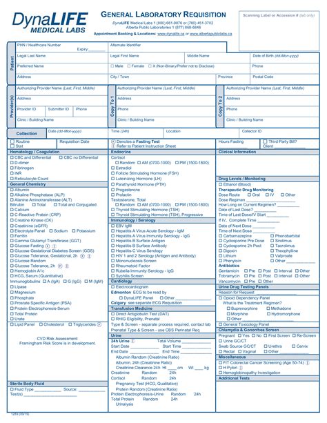 Dynalife General Lab Requisition Cloud Practice