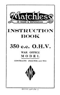 Matchless G L Wd Instruction Book