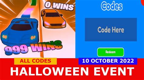 ALL CODES WORK HALLOWEEN EVENT Race Car Clickers ROBLOX 10