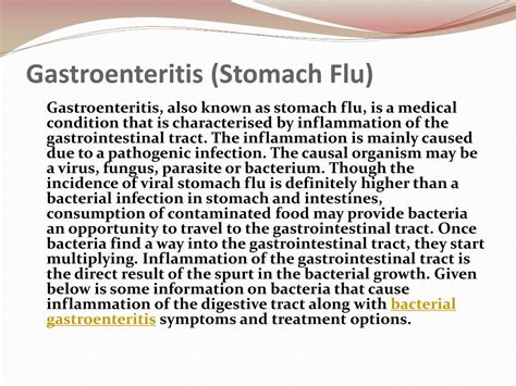 PPT - Gastroenteritis (Stomach Flu): Symptoms, causes, diagnosis and