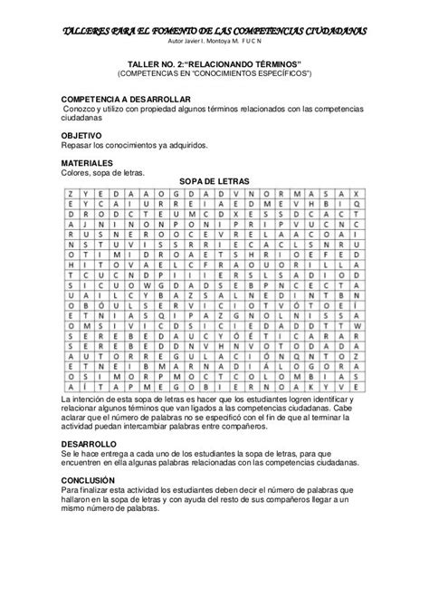 Talleres Para El Fomento De Las Competencias Ciudadanas Sopa De