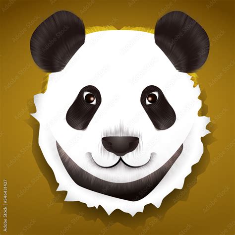 Panda Bear Animal Cute Face Vector Asian Panda Bear Head Portrait