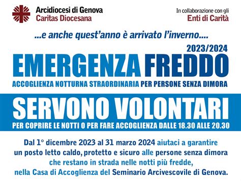 Emergenza Freddo Servono Volontari Caritas Diocesana