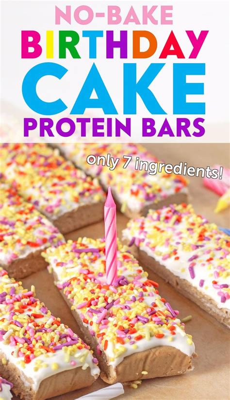 An Image Of Birthday Cake Protein Bars With Sprinkles And Candles On It