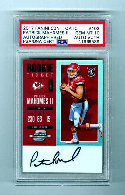 Panin Contenders Patrick Mahomes Auto Rookie Ticket Red Rc Psa