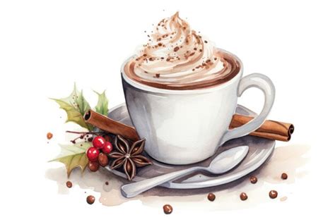 Premium AI Image Christmas Hot Chokolate Isolated Watercolor White Background