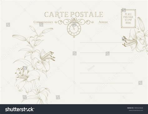 Vintage Postcard Background Template Vector Illustration Stock Vector ...