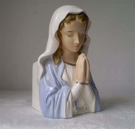 Vintage Mother Mary Holding Baby Jesus Ceramic Statue Painted Mother Of