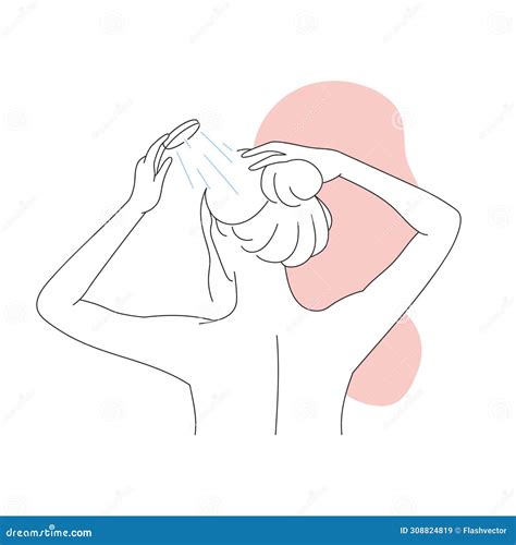 Woman Washing Hair In Douche Stock Vector Illustration Of Beauty