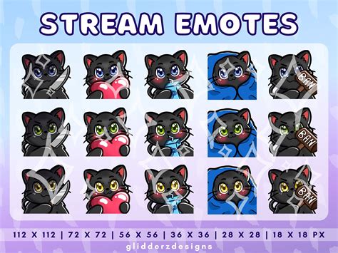 Black Cat Emotes Twitch Jumbo Pack 20 Black Cat Twitch Etsy Canada In 2022 Grey Cats Black