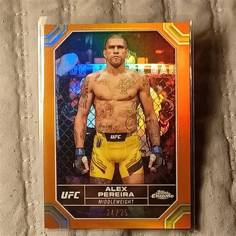 Alex Pereira 2024 Topps Chrome UFC 4 Orange Refractor 25 RAW Price