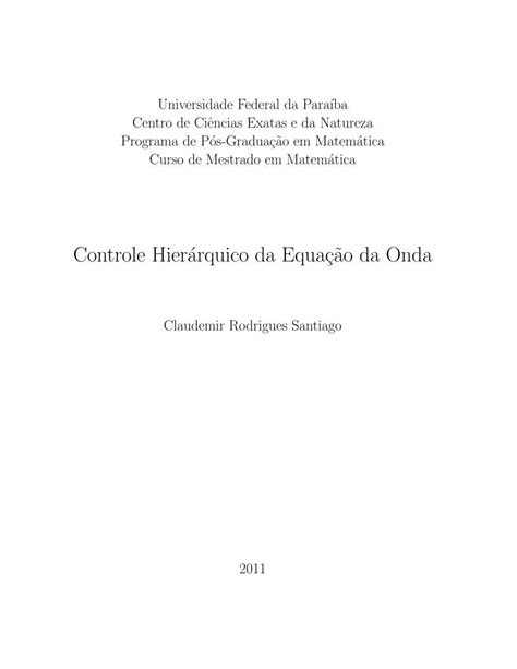 Pdf Controle Hier Arquico Da Equac Ao Da Onda De Controle