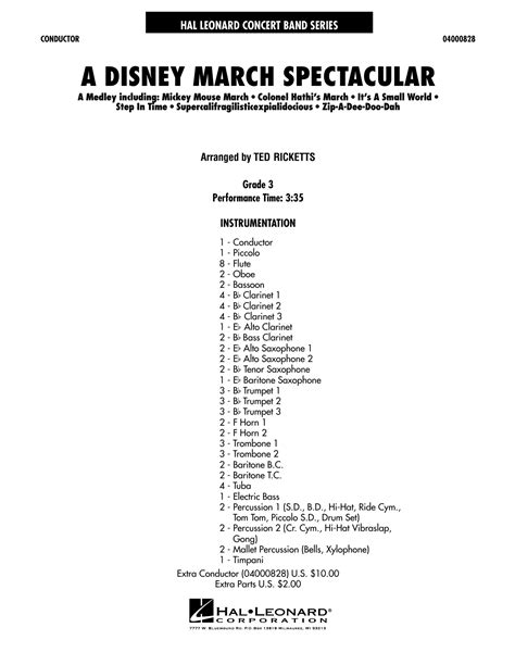 A Disney March Spectacular Full Score By Ted Ricketts Sheet Music For