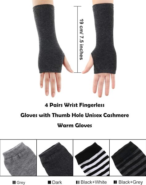 Paires Gants De Poignet Sans Doigts Avec Trou De Pouce Gants Chauds