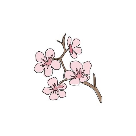 Un Dibujo De Una Sola L Nea De Flor De Cerezo Decoraci N Del Hogar Arte