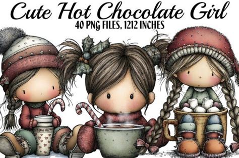 Cute Hot Chocolate Girl Clipart Graphic By DreamArtGraphic Creative