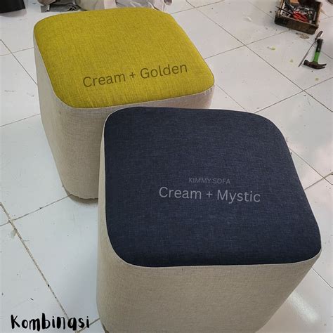 Jual Kimmy Sofa Puff Stools 40x45 Kursi Meja Rias Bahan Canvas