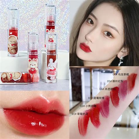 Mansly Kawaii Lip Tint Korean Lipgloss Cute Bear Long Lasting