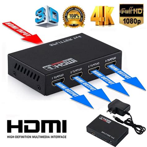 Hdmi Splitter In Out V Powered X Ports Box Supports K Hz