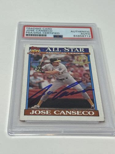 Jose Canseco Signed 1991 Topps Desert Shield Oakland Athletics Card