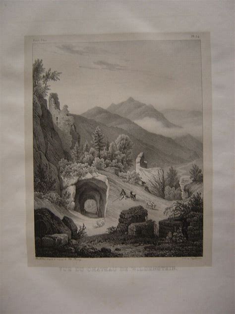 Grande lithographie du Château de WILDENSTEIN Schlossberg Kruth