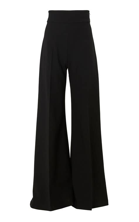 Carolina Herrera Wool Blend Wide Leg Pants Us 4 Only Black Editorialist